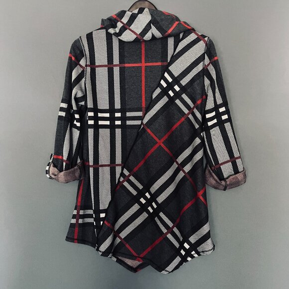 Ali Miles Grey Red Plaid Cowl Neckline Small - Picture 6 of 6